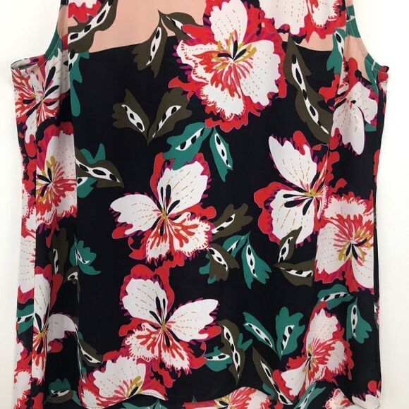 Cabi Black Red Colorful Hibiscus Floral Print Lightweight Sleeveless Tank Blouse - Picture 8 of 16